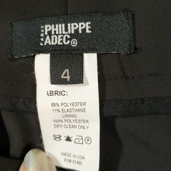 Philippe Adec Black Dress Pants Bottoms Slacks Size 4 - Picture 5 of 7